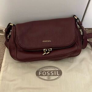Fossil burgundy leather crossbody